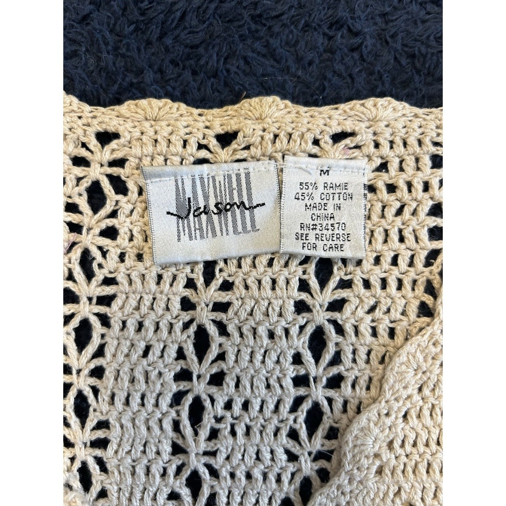 Jason Maxwell Lace Long Sleeve Sweater  Size M Ramie/cotton Blend